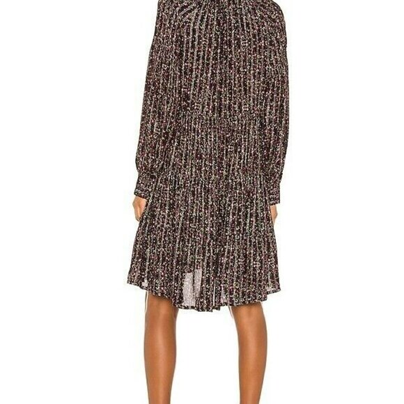 Birgitte Herskind Adeline Dress Size 8 Purple Floral Metallic Threading Accent - Picture 6 of 11